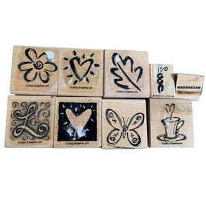 Stampin Up Sketch Rubber Stamps Set Flowers Heart Butterfly & More